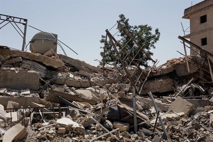 Archivo - Vista de una vivienda destruida en Kfar Kila, en el sur de Líbano, a manos del Ejército israelí