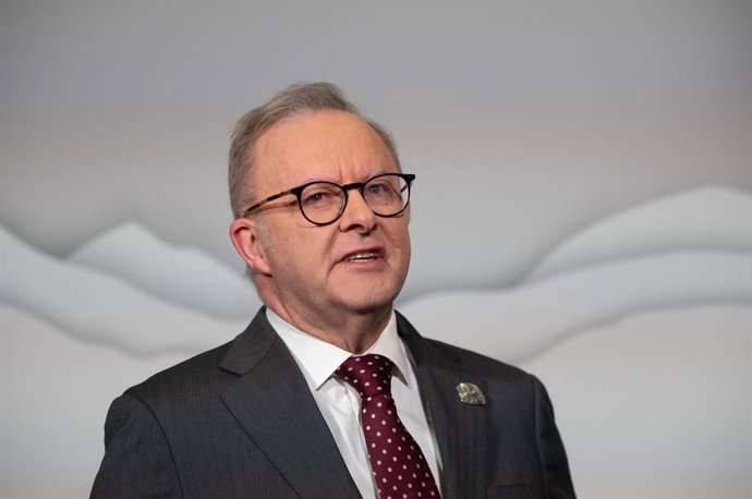Archivo - Arquivo - 15 de junho de 2025, Calgary, Alta, CANADÁ: O primeiro-ministro australiano Anthony Albanese fala à mídia durante o início do G7 em Calgary, Alta, no domingo, 15 de junho de 2025.