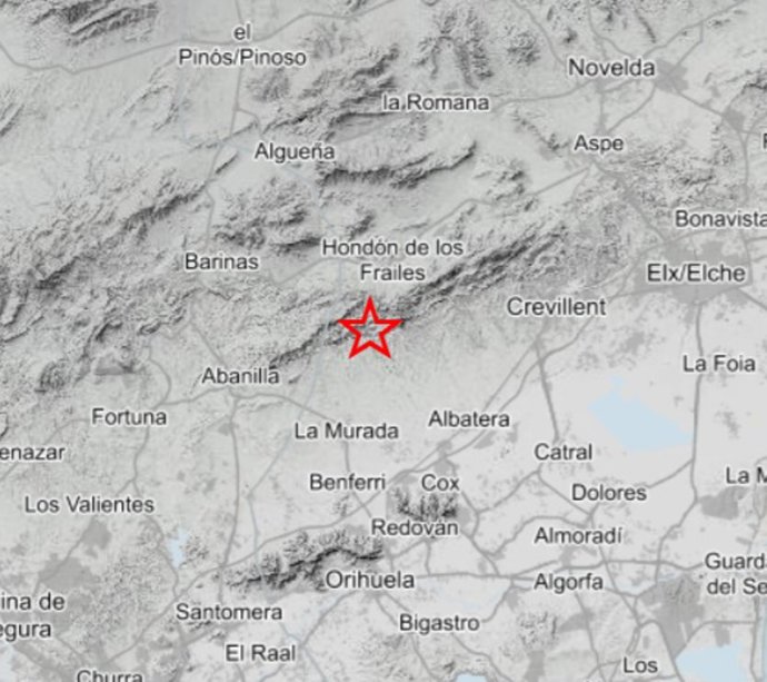 Registrado un terremoto de 2,2 en Hondón de los Frailes (Alicante) sin incidentes relacionados