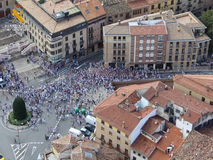 Archivo - Vista aérea de Tarazona en fiestas.