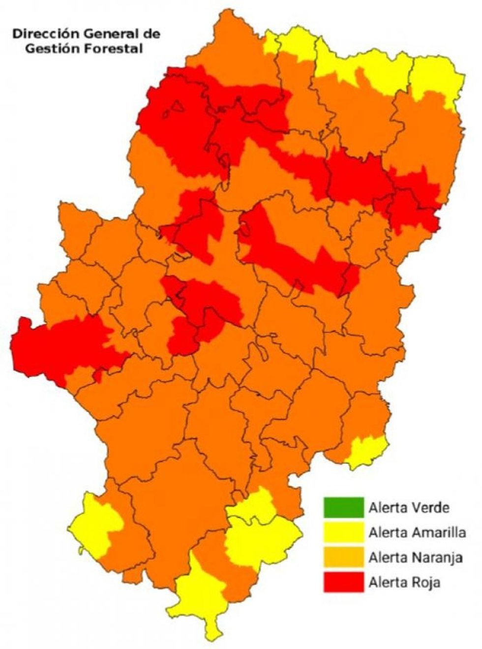 Avisos por riesgo de incendios forestales en Aragón para el 26 de agosto de 2025.