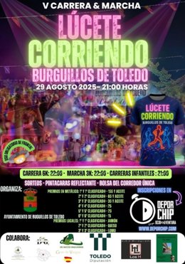 Cartel de la V Marcha y Carrera 'Lúcete Corriendo' de Burguillos (Toledo).