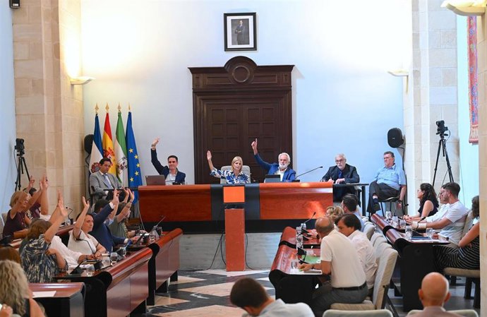 La alcaldesa de Jerez, María José García-Pelayo, presidiendo el pleno donde se ha votado la aprobación del presupuesto para 2025