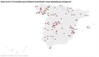 MAPA | Estos son los 114 incendios de este verano que el Gobierno ha declarado "zonas afectadas por emergencia"