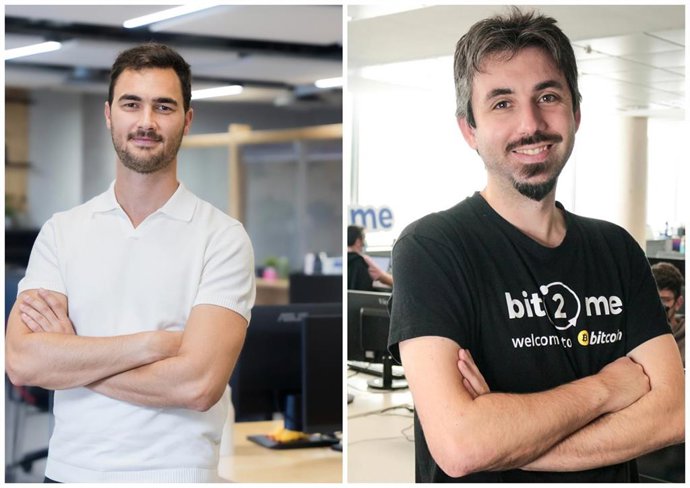 Archivo - El fundador y consejero delegado de Internxt, Fran Villalba, y el cofundador y consejero delegado de Bit2Me, Leif Ferreira.