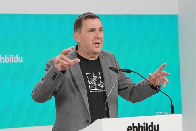 Archivo - El secretario general de EH Bildu, Arnaldo Otegi, ofrece una rueda de prensa para realizar un análisis de la situación política