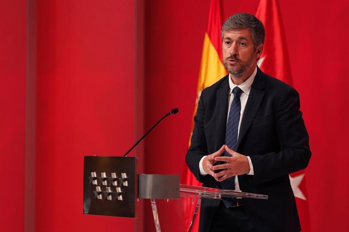 Archivo - El consejero de Presidencia, Justicia y Administración Local, Miguel Ángel García Martín, en la rueda de prensa del Consejo de Gobierno