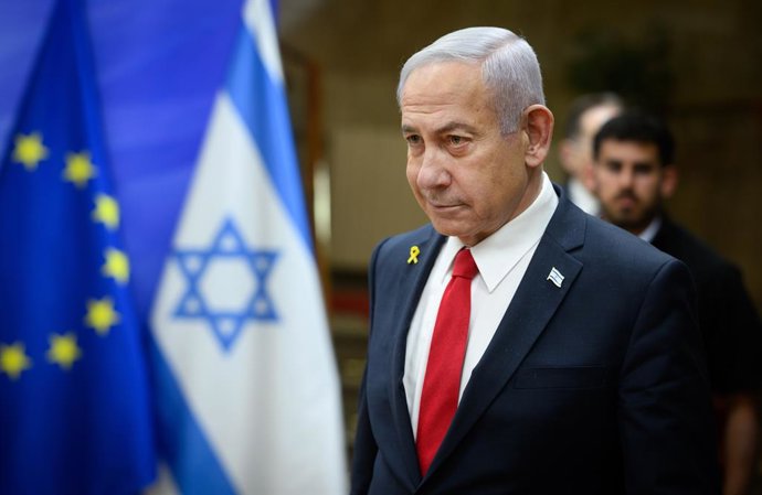 Archivo - 13 May 2025, Israel, Jerusalem: Israeli Prime Minister Benjamin Netanyahu arrives to receive German President Frank-Walter Steinmeier (Not Pictured) ahead of their meeting at the Prime Minister's official residence. Photo: Bernd von Jutrczenka/d