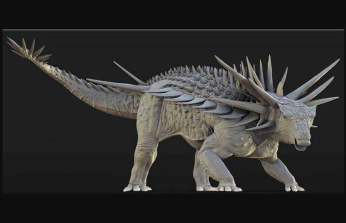 Spicomellus afer se protegía con un collar de puas de un metro