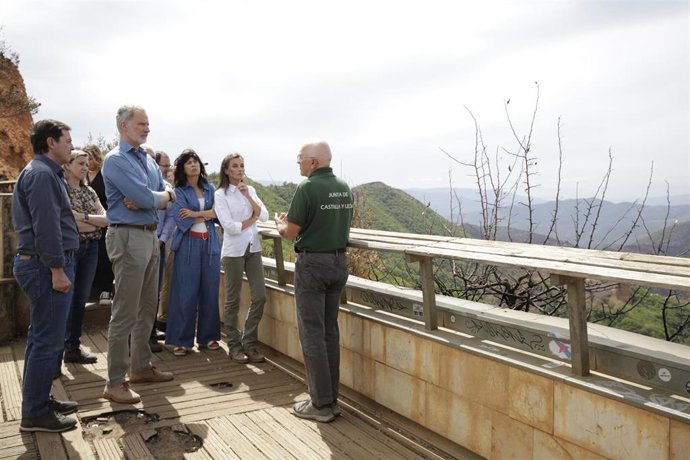 Los Reyes durante su visita al Parque de Las Médulas, a 27 de agosto de 2025, en Carucedo, León, Castilla y León (España). 