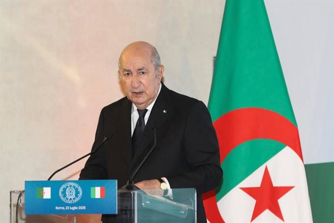 Archivo - July 24, 2025, Algeria, Algeria, Algeria: Algerian President Abdelmadjid Tebboune during his visit to Italy, in Rome, Italy, on July 24, 2025