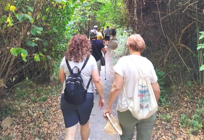 Imagen de los participantes del proyecto realizando una caminata por el campo