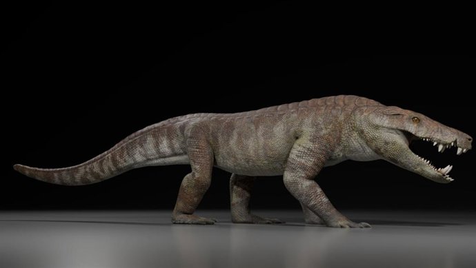 Recreação de Kostensuchus atrox, com 3 metros de comprimento.