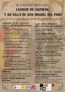 Imagen del cartel de las III Jornadas Medievales en San Miguel del Pino (Valladolid)