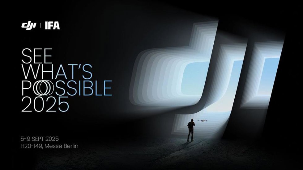 Cartel del anuncio de la presencia de DJI en IFA 2025 (Berlín, Alemania)