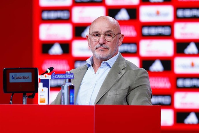 Archivo - Luis de la Fuente durante una rueda de prensa como seleccionador 