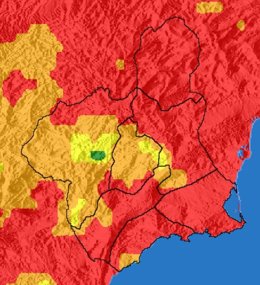 El nivel de riesgo de incendio forestal para este viernes es extremo en la mayor parte de la Región de Murcia