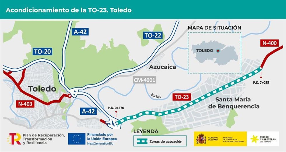 Arreglo de la TO-23 en el polígono industrial de Santa María de Benquerencia de Toledo.