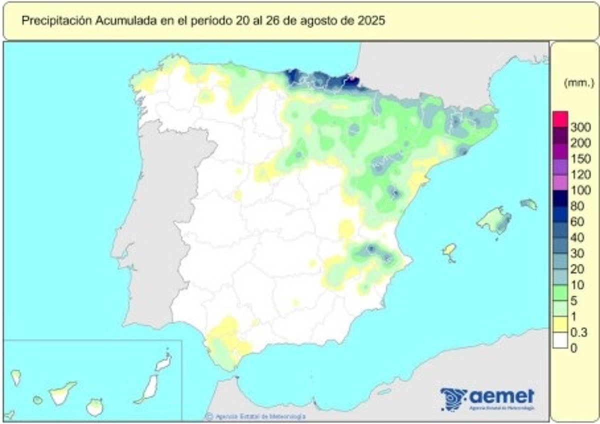 Las lluvias acumuladas desde octubre están un 11% por encima de su valor normal, con 653 l/m2