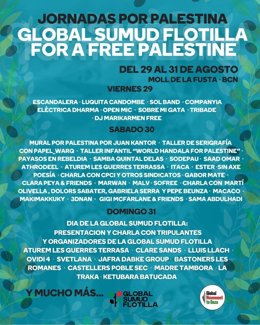 Jornadas culturales antes de la salida de la Global Sumud Flotilla en el Moll de la Fusta de Barcerlona