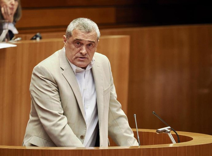 El procurador del Grupo Mixto Pedro José Pascual interviene durante el Pleno de las Cortes 