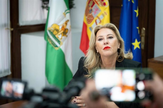 La consejera de Economía y Hacienda y portavoz de Gobierno de la Junta de Andalucía, Carolina España, durante una entrevista concedida a Europa Press. A 05 de agosto de 2025, en Sevilla (Andalucía, España). (Foto de archivo).