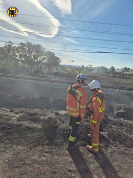 Un incendio de vegetación en Massalavés (Valencia) afecta a un desguace de vehículos y obliga a cortar parte de la línea 1 de Metrovalencia.