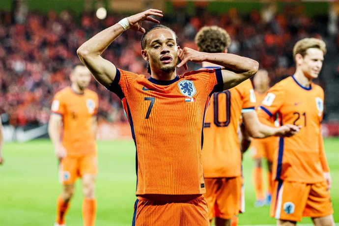 Archivo - Xavi Simons of Netherlands celebrates the fourth goal during the UEFA World Cup 2026, Qualifiers Group G football match between Netherlands and Malta on 10 June 2025 at Euroborg Stadion in Groningen, Netherlands - Photo Pieter van der Woude / Or