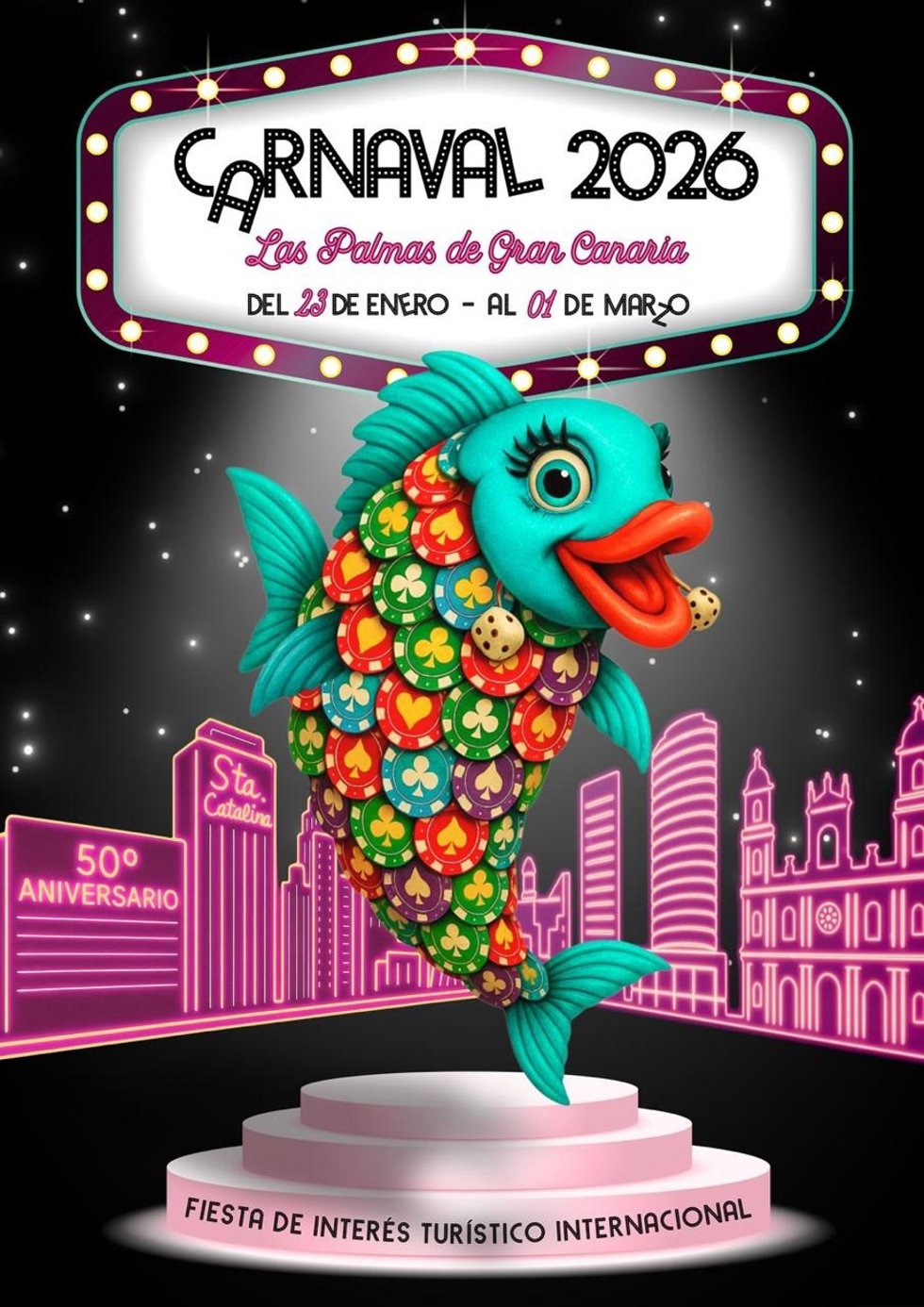 Una sardina con fichas de póker como escamas será el cartel del Carnaval de 'Las Vegas' de Las Palmas de Gran Canaria