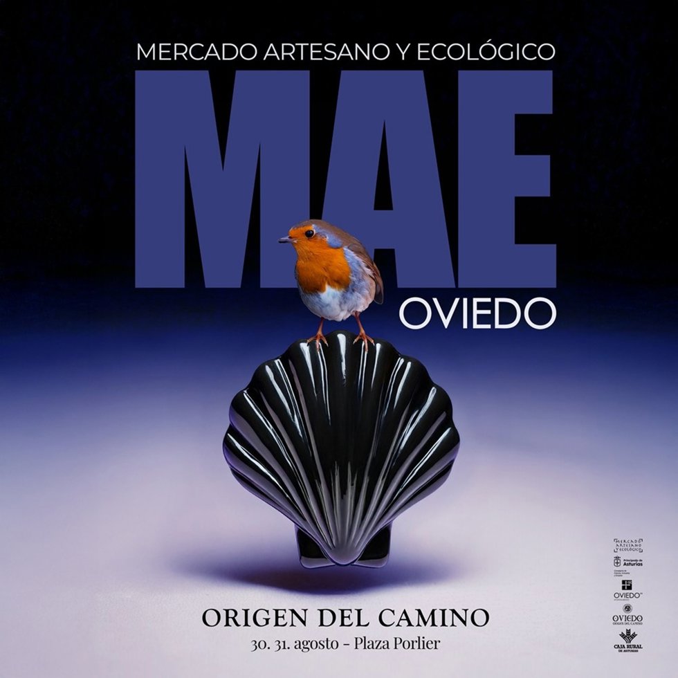 Cartel del último Mercado Artesano y Ecológico de Oviedo, dedicado al Camino de Santiago.