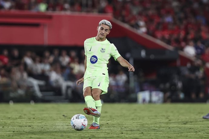 Pablo Martin Gavira Gavi of FC Barcelona in action during the Spanish league, La Liga EA Sports, football match played between RCD Mallorca and FC Barcelona at Son Moix Stadium on August 16, 2025 in Mallorca, Spain.