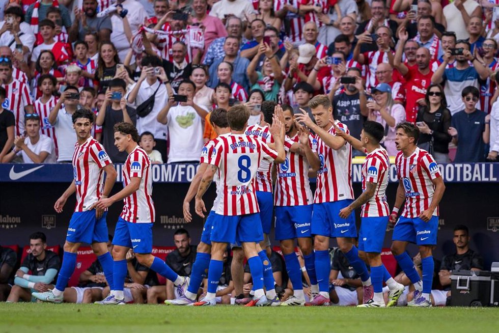 Los jugadores del Atlético de Madrid celebrando un gol.