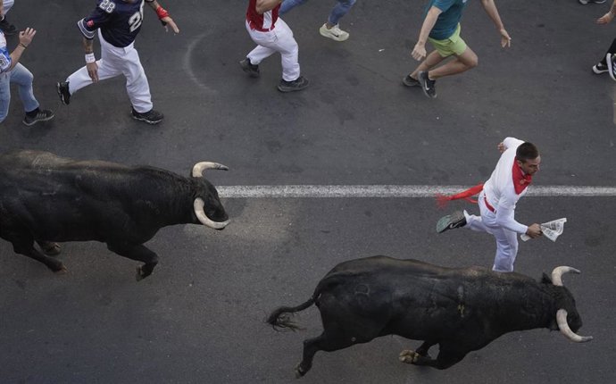 Séptimo encierro de San Sebastián de los Reyes, Madrid, en el que ha habido 11 heridos por contusiones y caídas, el 30 de agosto de 2025.