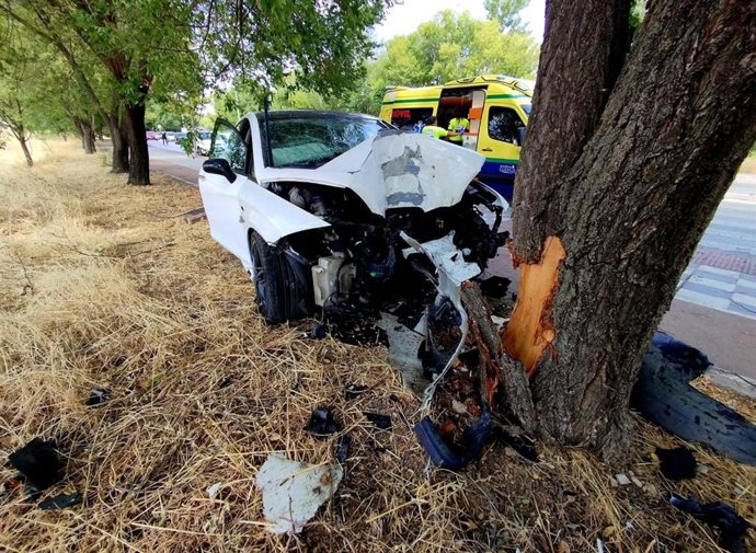 Herido un conductor tras chocar contra un árbol en la Avenida de las Fuerzas Armadas