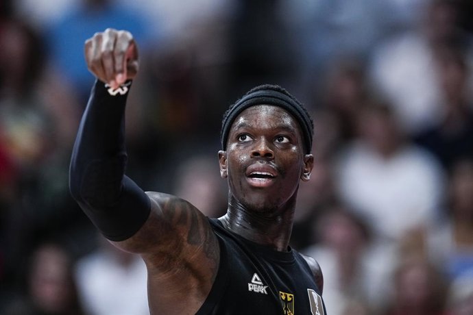Dennis Schroder of Germany gestures during City of Madrid Tournament, basketball match played between Spain and Germany at Madrid Arena on August 21, 2025 in Madrid, Spain.