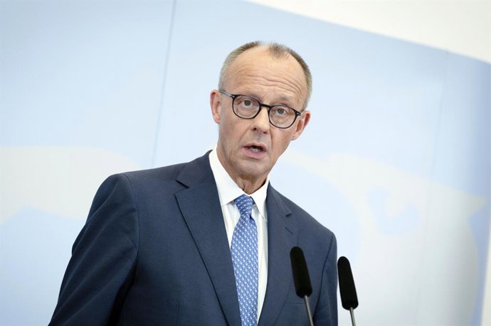 August 27, 2025, Berlin, Berlin, Deutschland: Friedrich Merz beim Pressestatement zu Kabinettsthemen nach der 14. Sitzung des Bundeskabinetts im Bundesministerium der Verteidigung. Berlin, 27.08.2025