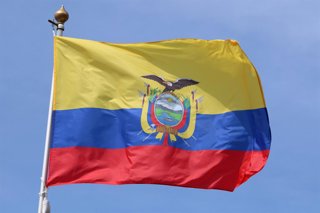 Archivo - June 20, 2025, Saint Petersburg, Russia: The national flag of the Republic of Ecuador, fluttering in the wind on a flagpole in Saint Petersburg, Russia.