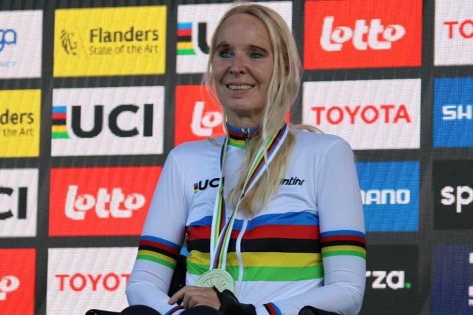 Manuela Vos, durante el Campeonato del Mundo de ciclismo paralímpico en carretera.