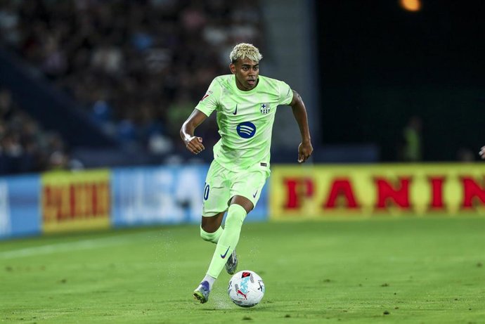 El jugador español del FC Barcelona Lamine Yamal.