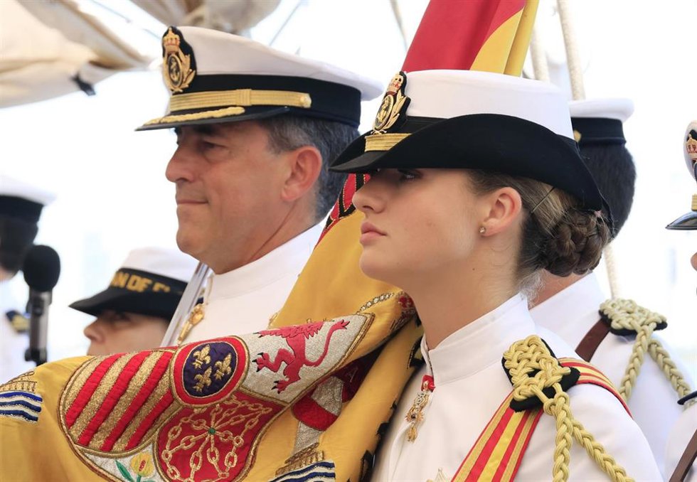 Archivo - La Princesa de Asturias abandera la jura de Bandera a bordo del buque  'Juan Sebastián Elcano', a 10 de mayo de 2025, en Cartagena de Indias (Colombia).