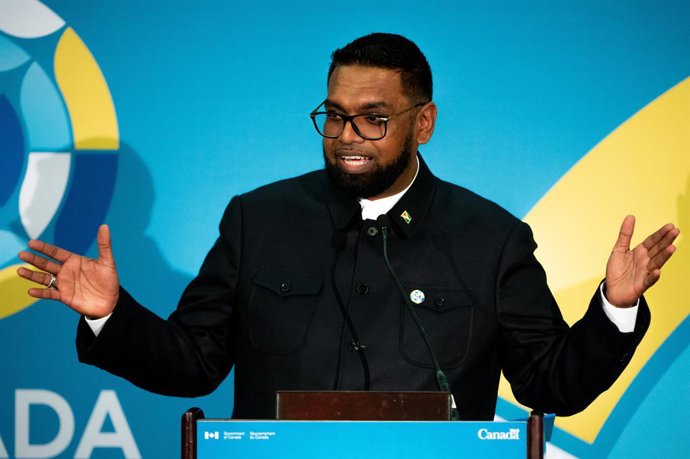 Archivo - Arquivo - 18 de outubro de 2023, Ottawa, ON, Canadá: O presidente da Guiana, Mohamed Irfaan Ali, faz um discurso em uma recepção durante a Cúpula Canadá-CARICOM em Ottawa, na quarta-feira, 18 de outubro de 2023.