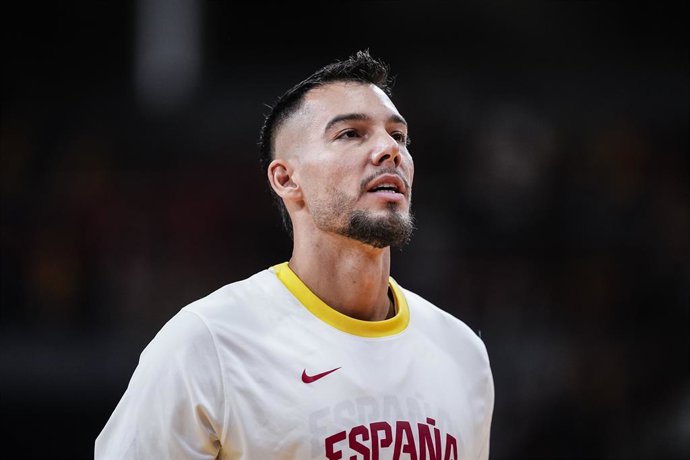 Willy Hernangomez of Spain looks on during City of Madrid Tournament, basketball match played between Spain and Germany at Madrid Arena on August 21, 2025 in Madrid, Spain.