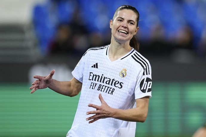 Archivo - Signe Bruun of Real Madrid reacts during Spanish Super Cup 25, Supercopa de Espana, women football match played between Real Madrid and Real Sociedad at Butarque stadium on January 23, 2025, in Leganes, Madrid, Spain.