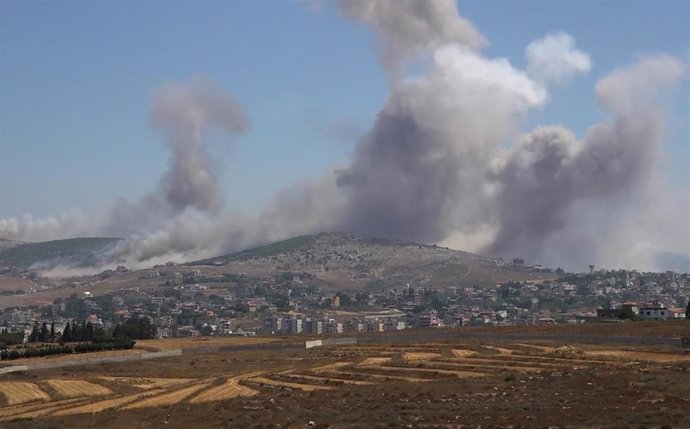 Archivo - Bombardeos israelíes en Nabatiye, en el sur de Líbano