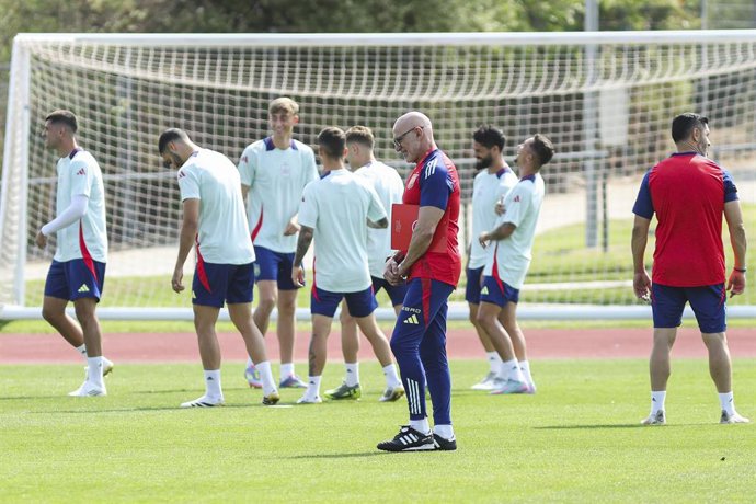 Archivo - Luis de la Fuente of Spain looks on during a training session prior to the Spanish national soccer team's UEFA Nations League match at Ciudad del Futbol on June 04, 2025, in Las Rozas, Madrid, Spain.