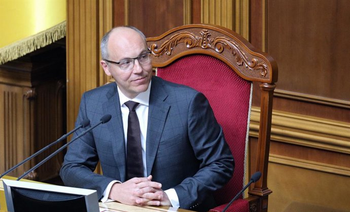 Archivo - August 29, 2019, Kyiv, Ukraine: Chairman of the Verkhovna Rada of Ukraine of the 8th convocation Andrii Parubii attends a solemn sitting of the parliament, Kyiv, capital of Ukraine, August 29, 2019. People's deputies of the 9th convocation took 