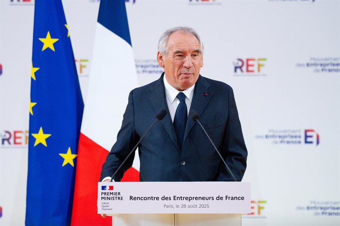 August 28, 2025, Paris, France: Francois Bayrou ( Prime Minister ) during the Meeting of French Entrepreneurs LAREF25 at Roland Garros on August 28, 2025 in Paris, France.