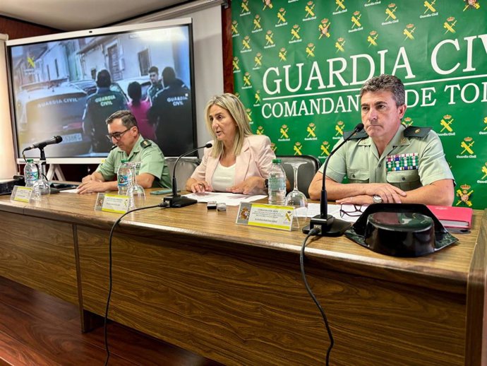 La delegada de España en Castilla-La Mancha, Milagros Tolón, en rueda de prensa para dar a conocer los detalles de la operación 'Reginae' que ha llevado a cabo la Guardia Civil de Toledo.