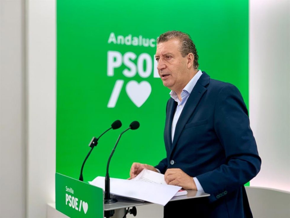 El secretario general del PSOE de Sevilla, Javier Fernández, en rueda de prensa.