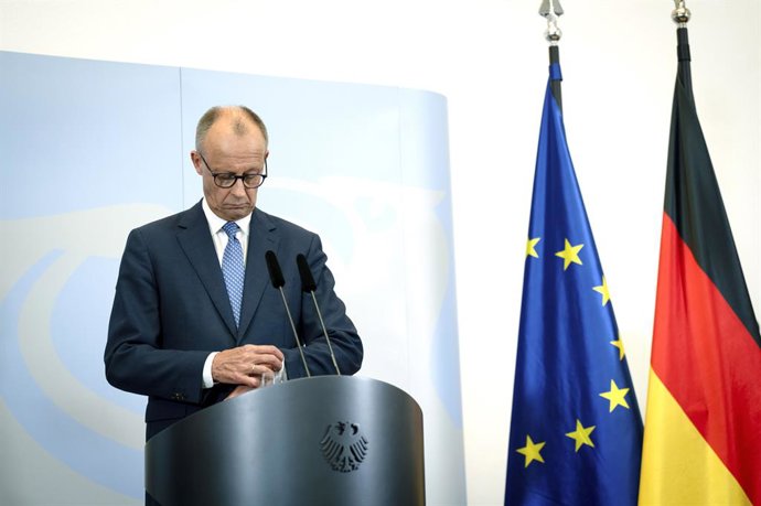 August 27, 2025, Berlin, Berlin, Deutschland: Friedrich Merz beim Pressestatement zu Kabinettsthemen nach der 14. Sitzung des Bundeskabinetts im Bundesministerium der Verteidigung. Berlin, 27.08.2025